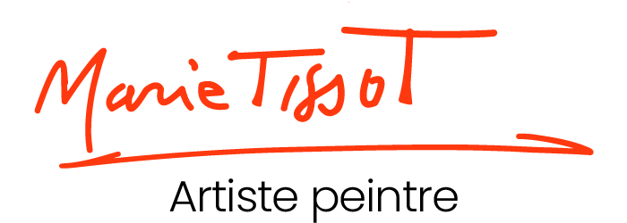 Logo en forme de signature de couleur orange de l'artiste peintre Marie tissot à Mougins